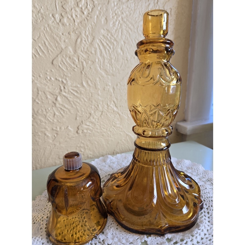 Rare Amber Decanter St. Julian Wine Co. Victorian With Candle Holder 40's - Picture 5 of 9